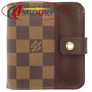 Louis Vuitton Damier Compact Zip Bi fold Wallet Ebene Brown